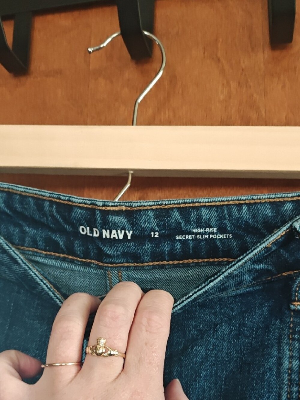 Old Navy Dark Blue Button-Front Denim Midi Skirt - Picture 3 of 5